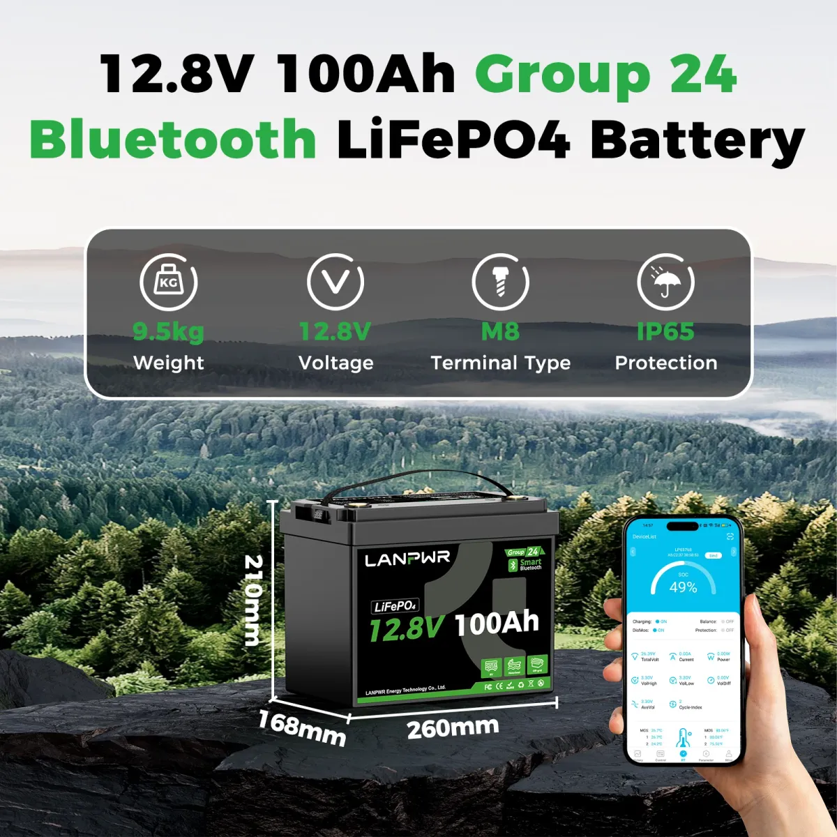 LiFePO4 12V 100Ah LANPWR - slika 4