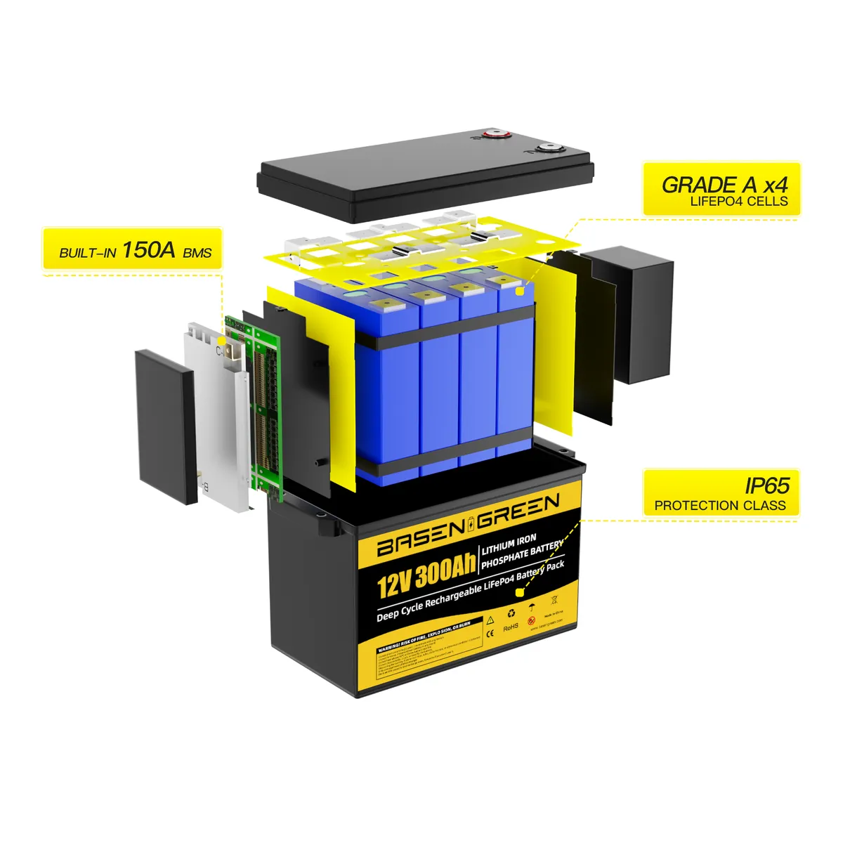 GreenBasen 12V 300Ah LiFePO4 Bluetooth - slika 4
