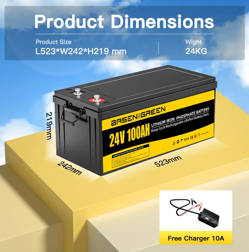 GreenBasen 24V 100Ah LiFePO4 Bluetooth - slika 2