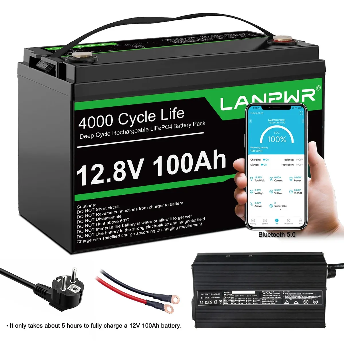 LANPWR 12V 100Ah LiFePO4 Group 31 Bluetooth - slika 7