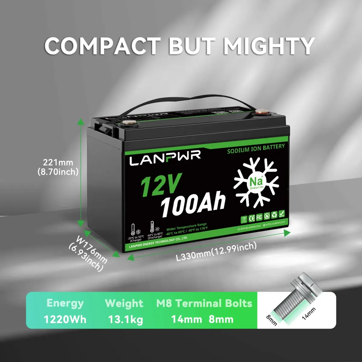 LANPWR 12V 100Ah natrijum-jonska Bluetooth - slika 2