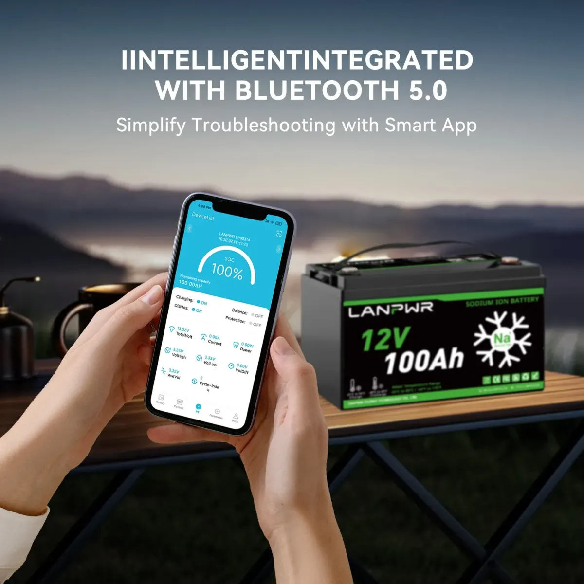LANPWR 12V 100Ah natrijum-jonska Bluetooth - slika 5