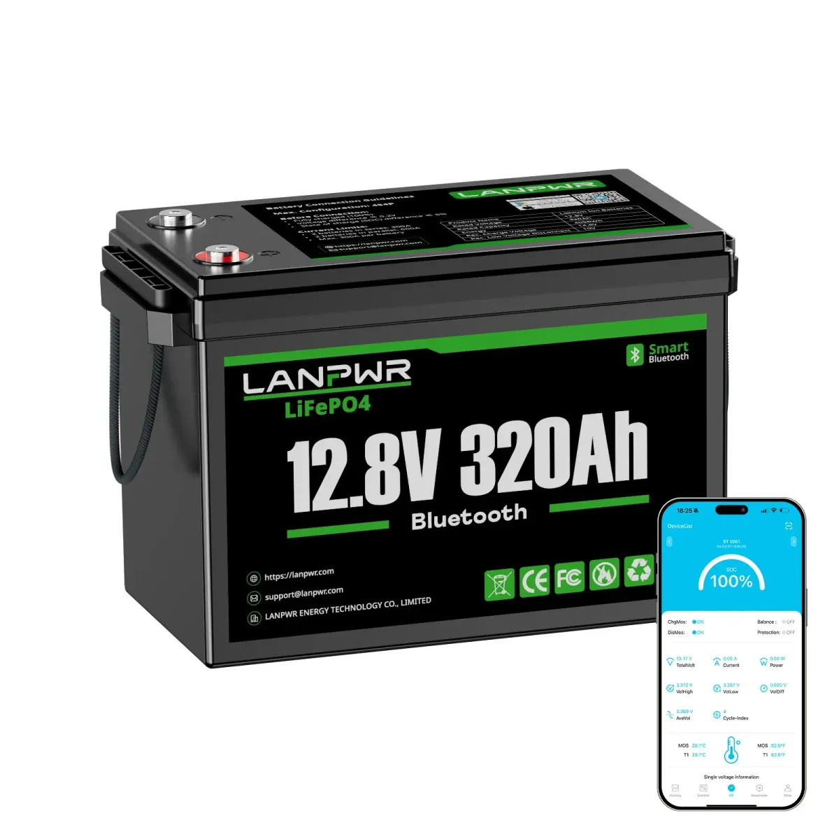 LANPWR 12V 320Ah LiFePO4 Bluetooth - slika 2